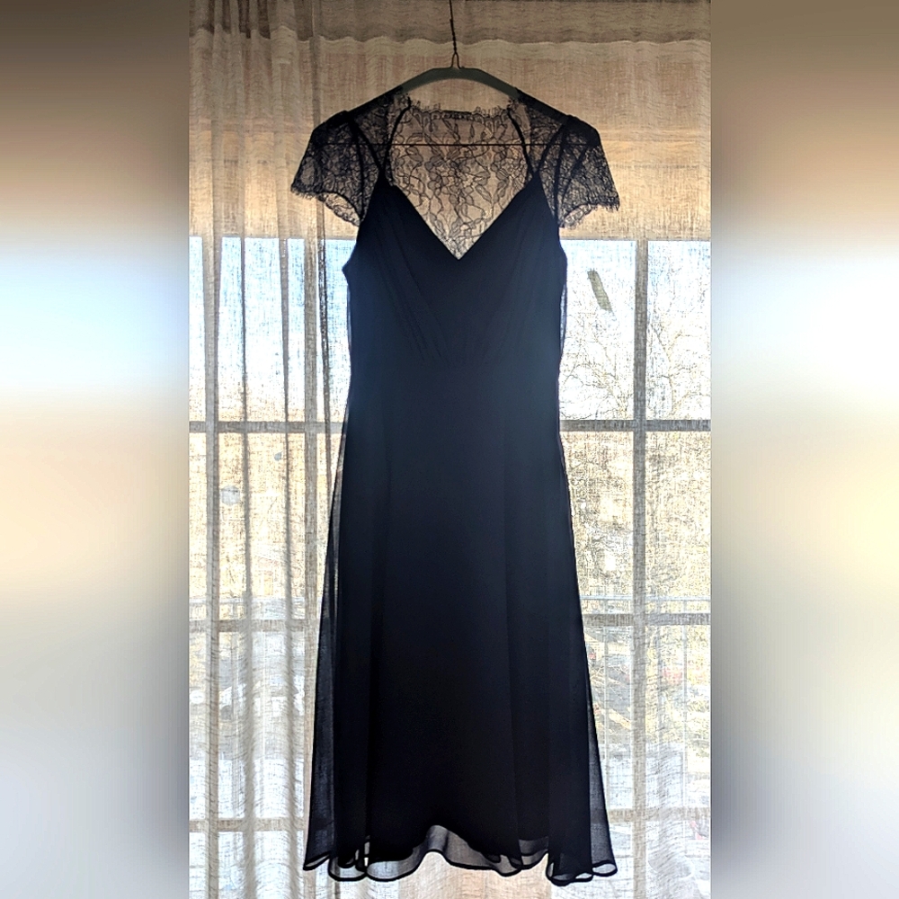 Navy lace midi party dress - petite 4